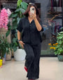 Black Pure Linen Co-ord Set